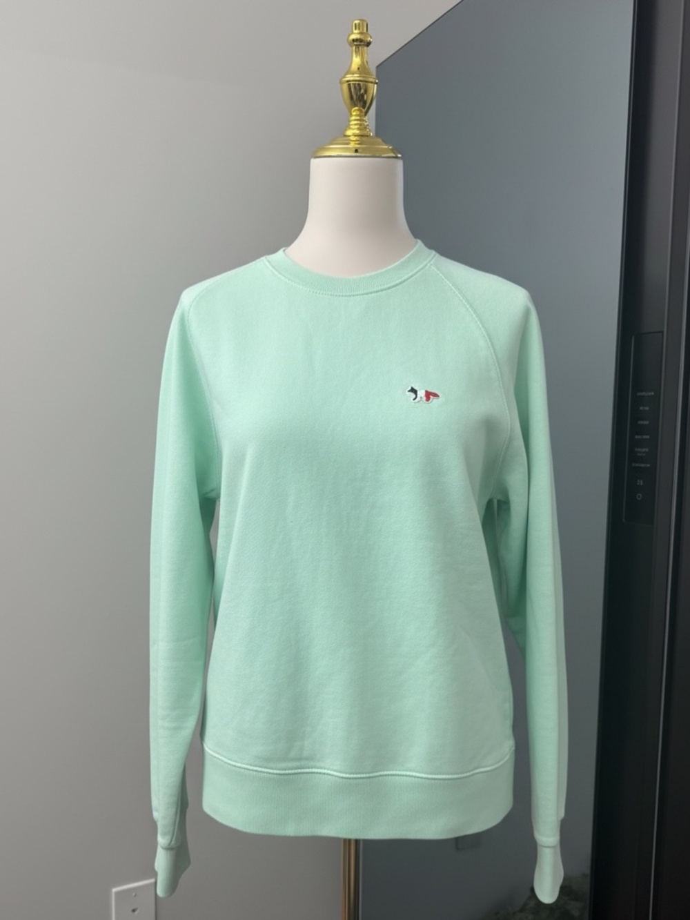 Maison kitsune light green sweatshirt